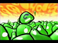 This ident starts off with one bug and then it keeps multiplying until the CBBC logo Bug pops up. The end "Sea of Bugs" is used on plasmas within each studio with the appropriate channel colour background (explained above).